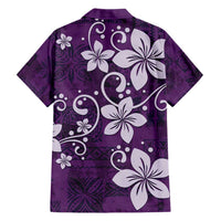 Plumeria Floral Tapa Pattern Amethyst Purple Family Matching Short Sleeve Bodycon Dress and Hawaiian Shirt LT01 - Polynesian Pride