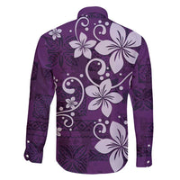 Plumeria Floral Tapa Pattern Amethyst Purple Family Matching Short Sleeve Bodycon Dress and Hawaiian Shirt LT01 - Polynesian Pride