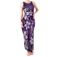Plumeria Floral Tapa Pattern Amethyst Purple Family Matching Tank Maxi Dress and Hawaiian Shirt