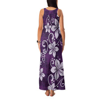 Plumeria Floral Tapa Pattern Amethyst Purple Family Matching Tank Maxi Dress and Hawaiian Shirt