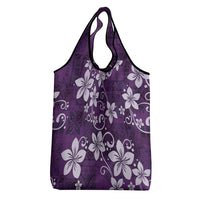 Plumeria Floral Tapa Pattern Amethyst Purple Grocery Bag