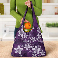 Plumeria Floral Tapa Pattern Amethyst Purple Grocery Bag