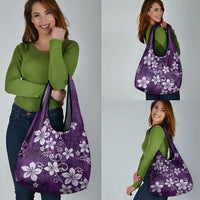 Plumeria Floral Tapa Pattern Amethyst Purple Grocery Bag
