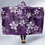 Plumeria Floral Tapa Pattern Amethyst Purple Hooded Blanket