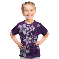 Plumeria Floral Tapa Pattern Amethyst Purple Kid T Shirt