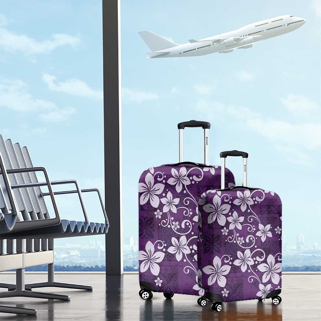 Plumeria Floral Tapa Pattern Amethyst Purple Luggage Cover LT01 - Polynesian Pride