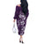 Plumeria Floral Tapa Pattern Amethyst Purple Off The Shoulder Long Sleeve Dress