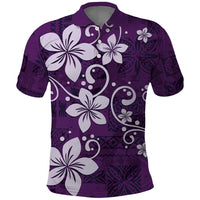 Plumeria Floral Tapa Pattern Amethyst Purple Polo Shirt