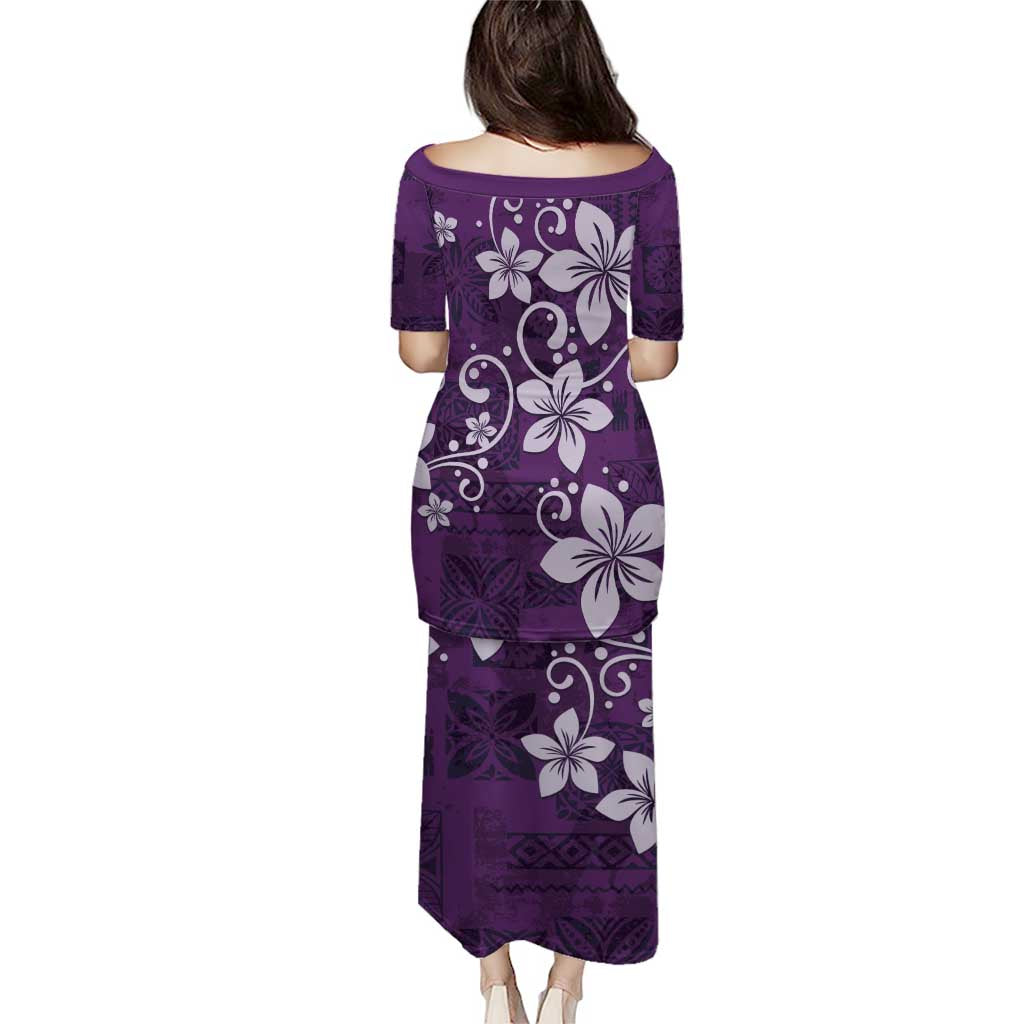 Plumeria Floral Tapa Pattern Amethyst Purple Puletasi LT01 - Polynesian Pride