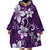 Plumeria Floral Tapa Pattern Amethyst Purple Wearable Blanket Hoodie