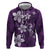 Plumeria Floral Tapa Pattern Amethyst Purple Zip Hoodie