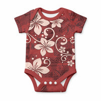 Plumeria Floral Tapa Pattern Oxblood Red Baby Onesie LT01 Red - Polynesian Pride
