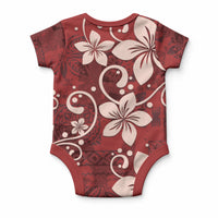 Plumeria Floral Tapa Pattern Oxblood Red Baby Onesie LT01 - Polynesian Pride