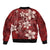 Plumeria Floral Tapa Pattern Oxblood Red Bomber Jacket