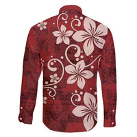 Plumeria Floral Tapa Pattern Oxblood Red Family Matching Mermaid Dress and Hawaiian Shirt LT01 - Polynesian Pride