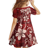 Plumeria Floral Tapa Pattern Oxblood Red Family Matching Tank Maxi Dress and Hawaiian Shirt