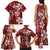 Plumeria Floral Tapa Pattern Oxblood Red Family Matching Tank Maxi Dress and Hawaiian Shirt