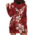 Plumeria Floral Tapa Pattern Oxblood Red Hoodie Dress