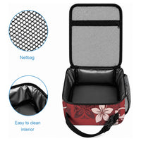 Plumeria Floral Tapa Pattern Oxblood Red Lunch Bag LT01 - Polynesian Pride