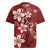 Plumeria Floral Tapa Pattern Oxblood Red Rugby Jersey