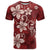 Plumeria Floral Tapa Pattern Oxblood Red T Shirt