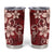 Plumeria Floral Tapa Pattern Oxblood Red Tumbler Cup