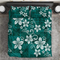 Plumeria Floral Tapa Pattern Crystal Teal Bedding Set LT01 Teal - Polynesian Pride