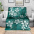 Plumeria Floral Tapa Pattern Crystal Teal Blanket