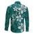 Plumeria Floral Tapa Pattern Crystal Teal Family Matching Short Sleeve Bodycon Dress and Hawaiian Shirt