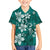 Plumeria Floral Tapa Pattern Crystal Teal Hawaiian Shirt