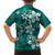 Plumeria Floral Tapa Pattern Crystal Teal Hawaiian Shirt