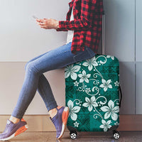 Plumeria Floral Tapa Pattern Crystal Teal Luggage Cover LT01 - Polynesian Pride