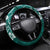 Plumeria Floral Tapa Pattern Crystal Teal Steering Wheel Cover