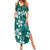 Plumeria Floral Tapa Pattern Crystal Teal Summer Maxi Dress