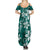 Plumeria Floral Tapa Pattern Crystal Teal Summer Maxi Dress