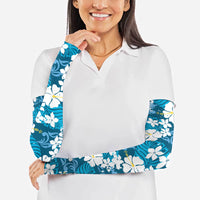 Blue Hawaiian Hibiscus Monstera Arm Sleeves Grunge Stylized LT01 - Polynesian Pride