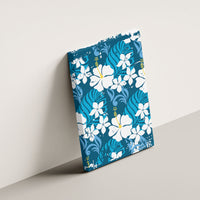 Blue Hawaiian Hibiscus Monstera Canvas Wall Art Grunge Stylized LT01 - Polynesian Pride