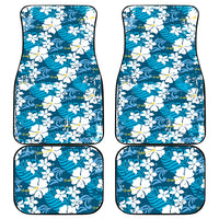 Blue Hawaiian Hibiscus Monstera Car Mats Grunge Stylized LT01 - Polynesian Pride