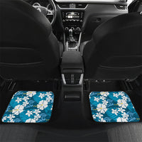 Blue Hawaiian Hibiscus Monstera Car Mats Grunge Stylized LT01 Set 2pcs - Back Blue - Polynesian Pride