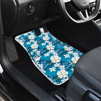Blue Hawaiian Hibiscus Monstera Car Mats Grunge Stylized LT01 - Polynesian Pride