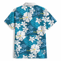 Blue Hawaiian Hibiscus Monstera Hawaiian Shirt Grunge Stylized LT01 - Polynesian Pride