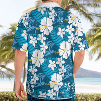 Blue Hawaiian Hibiscus Monstera Hawaiian Shirt Grunge Stylized LT01 - Polynesian Pride