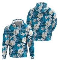 Blue Hawaiian Hibiscus Monstera Hoodie Grunge Stylized LT01 - Polynesian Pride