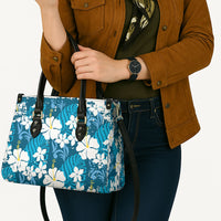 Blue Hawaiian Hibiscus Monstera Leather Bag Grunge Stylized LT01 - Polynesian Pride