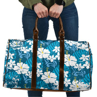 Blue Hawaiian Hibiscus Monstera Travel Bag Grunge Stylized LT01 Blue - Polynesian Pride