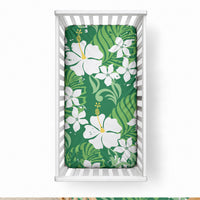 Green Hawaiian Hibiscus Monstera Baby Bed Cover Grunge Stylized LT01 28 × 52 in Green - Polynesian Pride