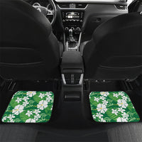 Green Hawaiian Hibiscus Monstera Car Mats Grunge Stylized LT01 Set 2pcs - Back Green - Polynesian Pride