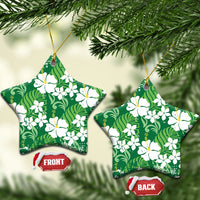 Green Hawaiian Hibiscus Monstera Ceramic Ornament Grunge Stylized LT01 Star Green - Polynesian Pride