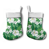 Green Hawaiian Hibiscus Monstera Christmas Stocking Grunge Stylized LT01 - Polynesian Pride