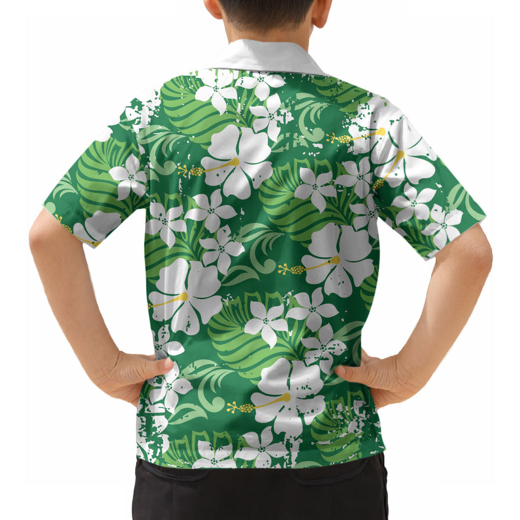 Green Hawaiian Hibiscus Monstera Hawaiian Shirt Grunge Stylized LT01 - Polynesian Pride